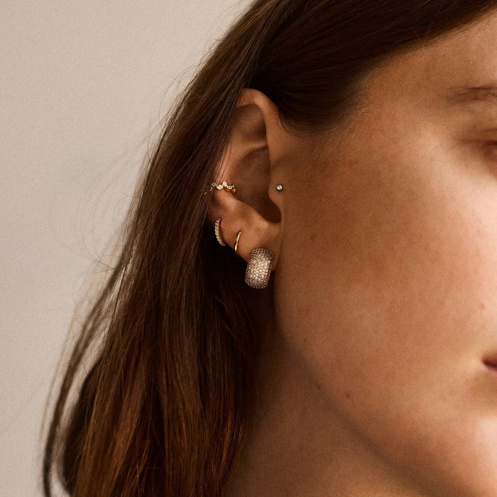 Claire 14K Pavé Huggie Earrings - Gold/Pavé