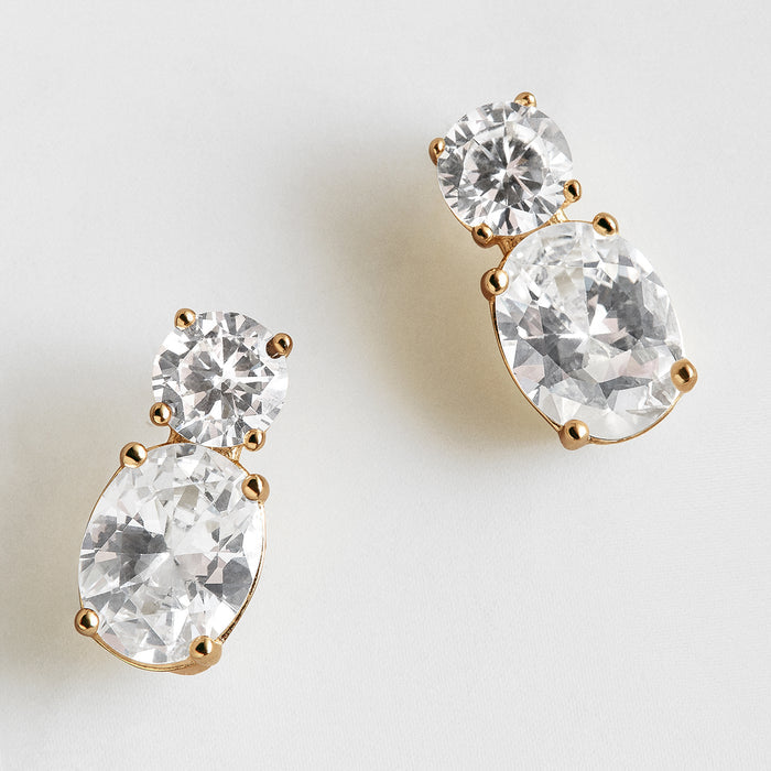 Clarisse 14K Gold Crystal Drop Earrings
