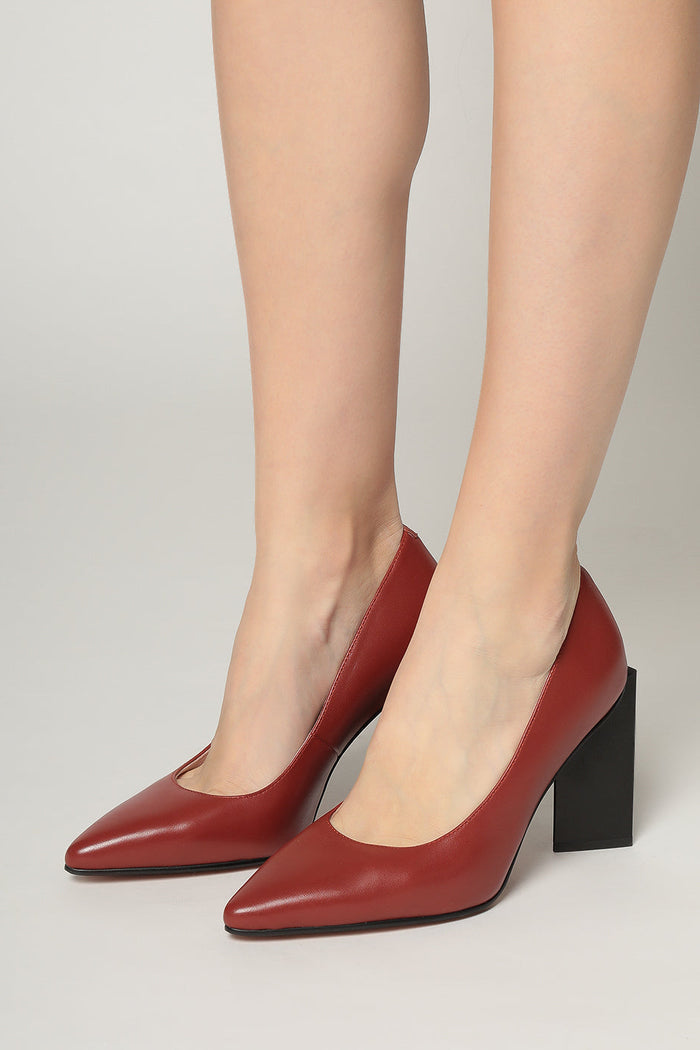 Classic Block Heel Pumps – Red