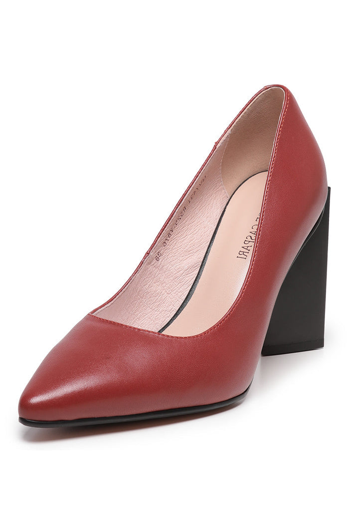 Classic Block Heel Pumps – Red