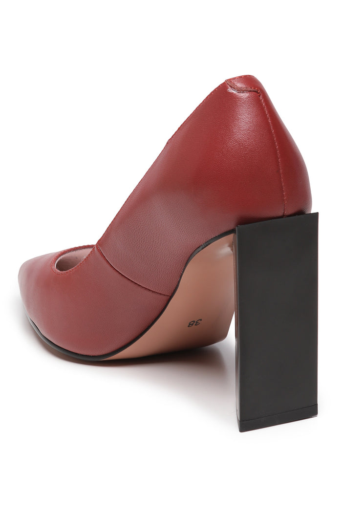 Classic Block Heel Pumps – Red
