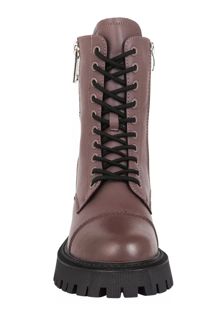Classic Leather Platform Ankle Boots - Brown