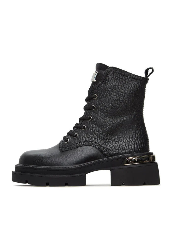 Classic Leather Platform Ankle Boots Luna - Black