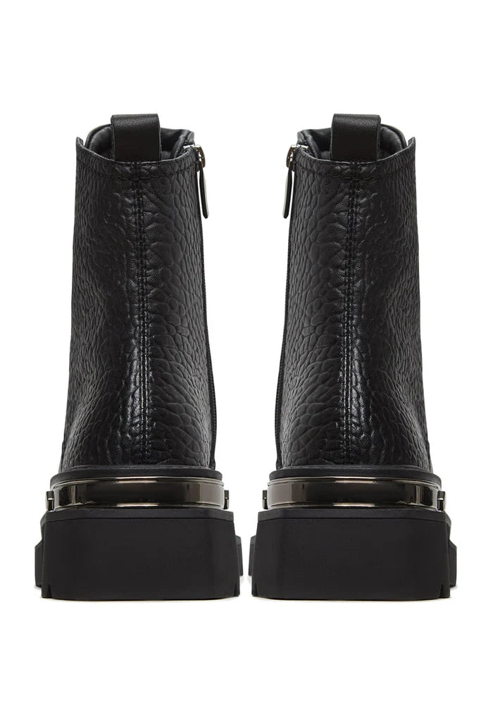 Classic Leather Platform Ankle Boots Luna - Black