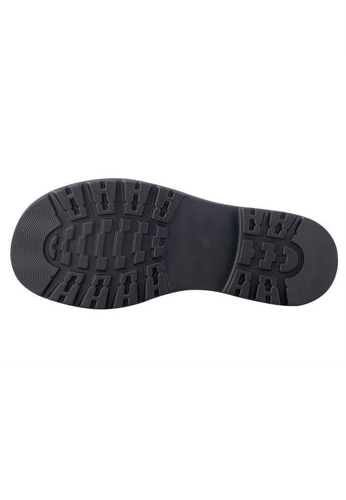 Closed-Toe Woven Leather Platform Sandals – Black