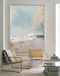 Original Nature Landscape Painting In Blue And Beige For Bedroom Wall Art Design