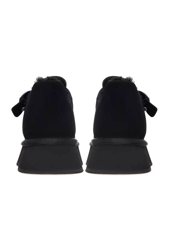 Cocoa Buckle Shearling Loafer - Black