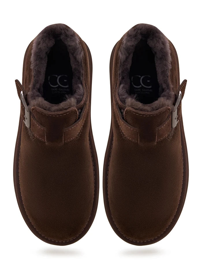Cocoa Buckle Shearling Loafer - Brown