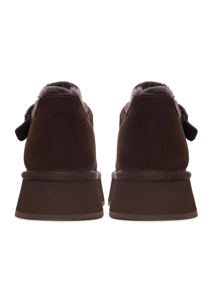 Cocoa Buckle Shearling Loafer - Brown