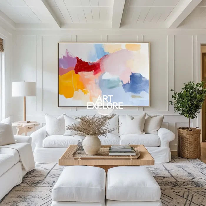 Pink And White Wall Art Huge Contemporary Warm Tone Texture Artwork Colorful Abstract Art for Sale