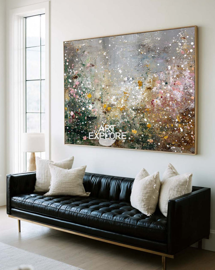 Large Horizontal Colorful Abstract Wall Art Rich Textured Painting | ArtExplore