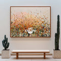Blush Horizon: Hand-Painted Textured Wildflower Wall Painting