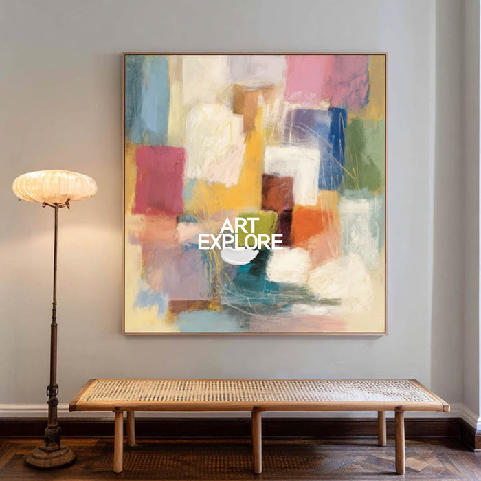Colorful Square Canvas Art Perfect For Living Room And Office Wall Decor