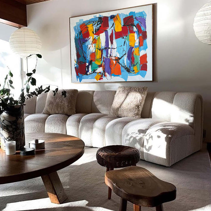 Colorful Abstract Art Large Modern Interior Canvas Art Long Horizontal Wall Art For Home Decor