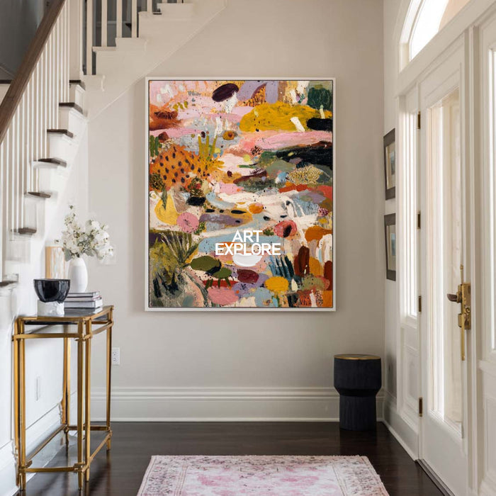 Original Pink Abstract Expressionist Painting For Modern Living Room Decor
