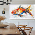 Large Original Red And Blue Fish Wall Art Colorful Fish Oil Custom Canvas Paintings Modern Dining Room Wall Decor