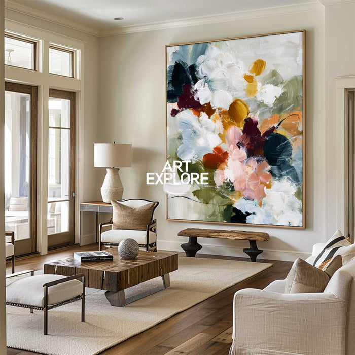 Modern Impasto White Roses Canvas - Large Hand-Painted Wall Decor