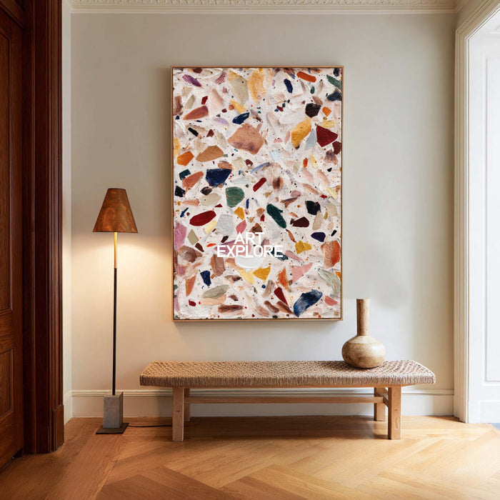 Modern Abstract Mosaic Art With Textured Colorful Fragments For Contemporary Home Decor