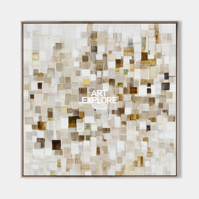 Original Textured Oil Painting On Linen Canvas With Unique Mosaic Style Pattern