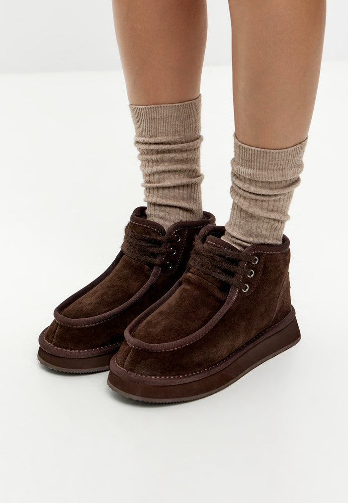 Cozy Trek Ankle Boots - Dark Brown