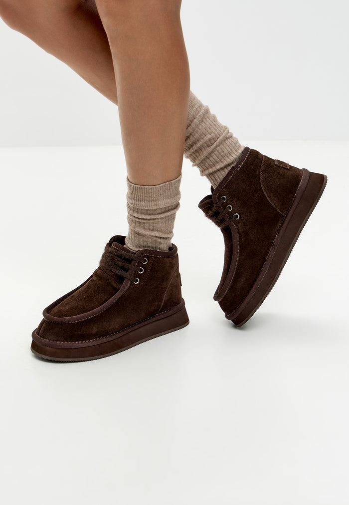Cozy Trek Ankle Boots - Dark Brown