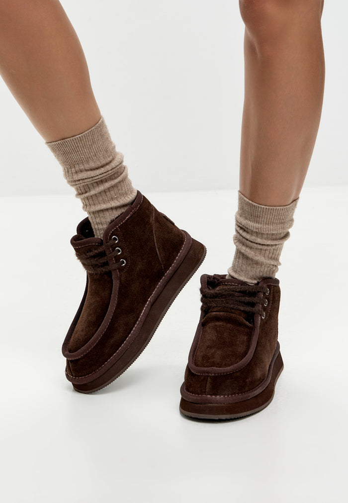 Cozy Trek Ankle Boots - Dark Brown