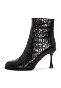 Croc Noir Stiletto Ankle Boots