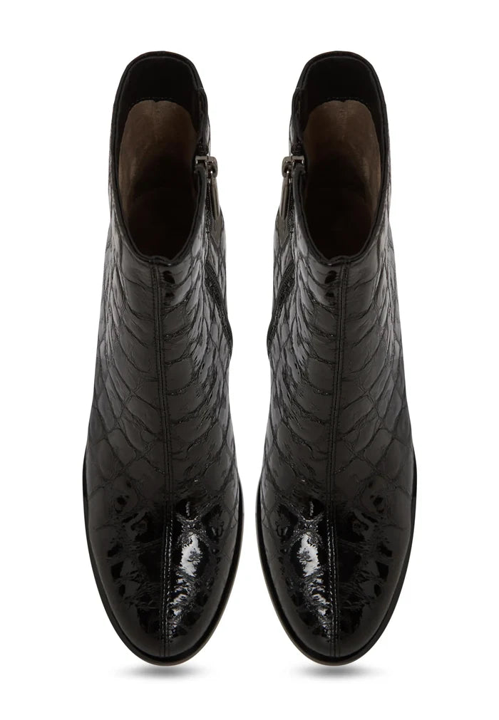 Croc Noir Stiletto Ankle Boots