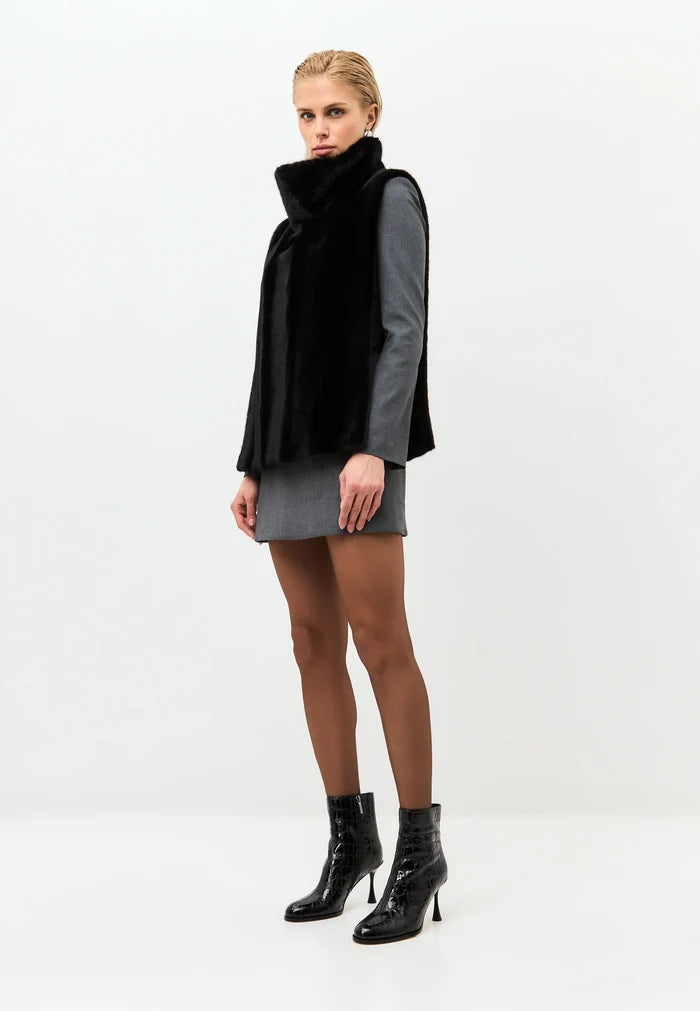Croc Noir Stiletto Ankle Boots