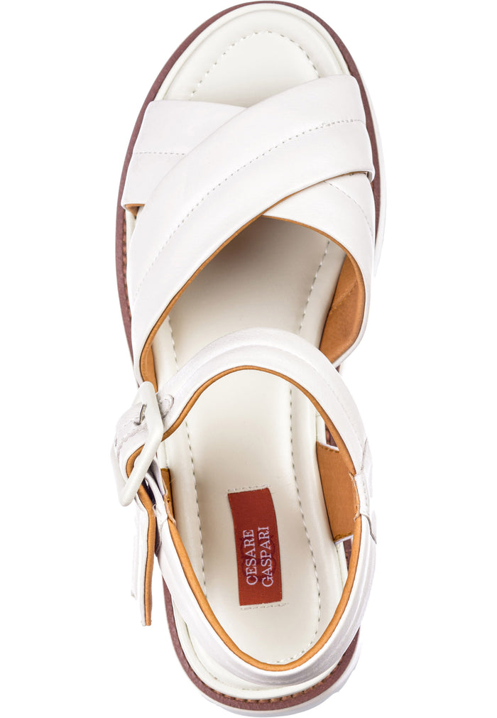 Cross-Strap Leather Platform Sandals – Off-White
