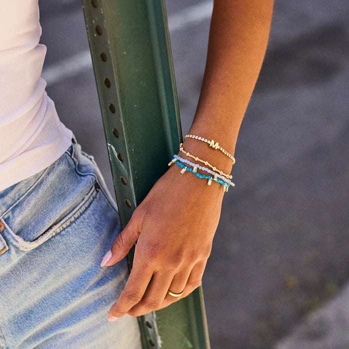 Crystal Beaded Bracelet - Aqua