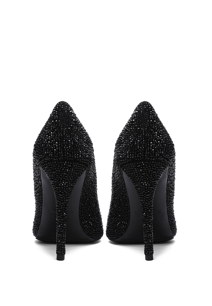 Crystal Stiletto Pumps - Black