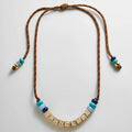 Custom Block Letter Semi-Precious Paracord Necklace - Brown