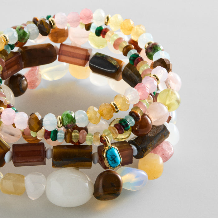 Darcy Semi-Precious Beaded Bracelet Set - Neutral
