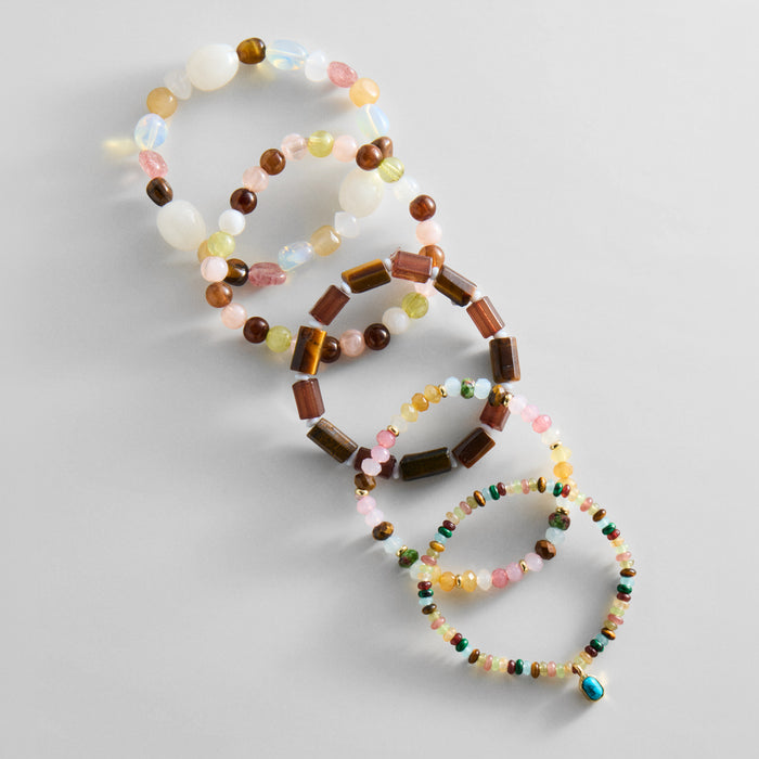 Darcy Semi-Precious Beaded Bracelet Set - Neutral