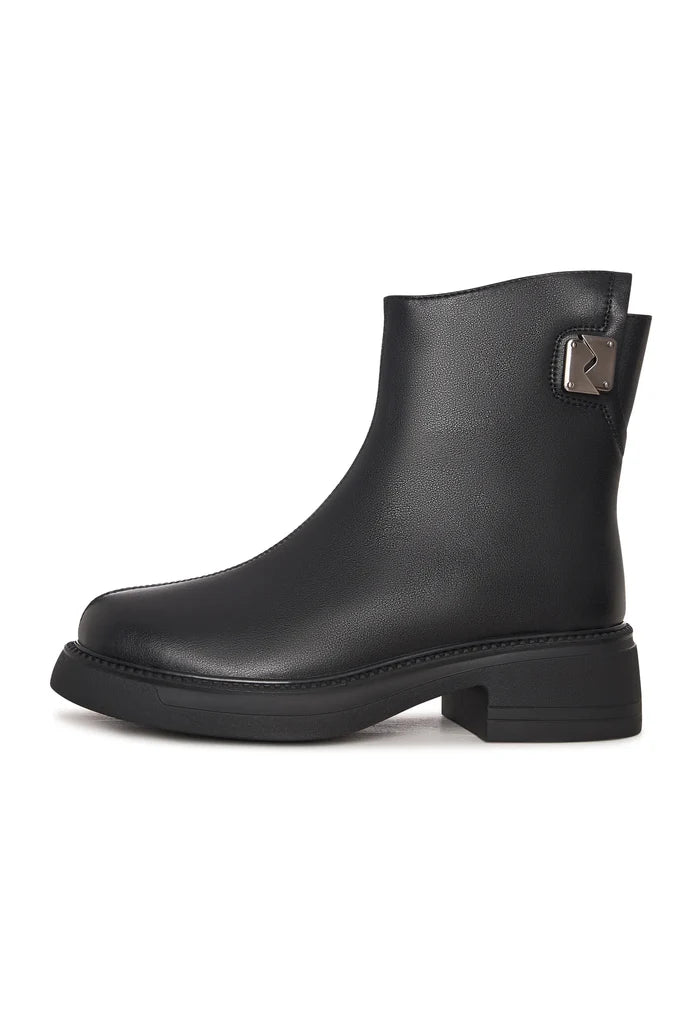 Decor Buckle Ankle Boots - Black