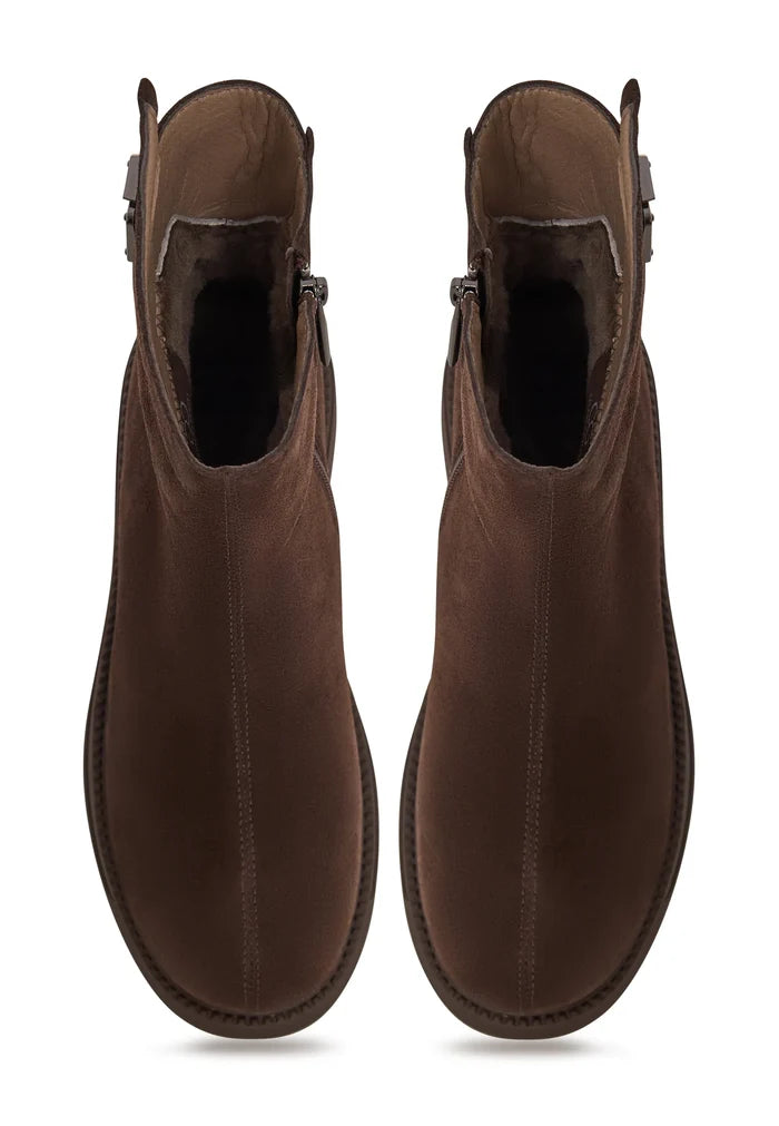 Decor Buckle Ankle Boots - Brown