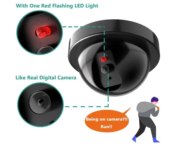 Dummy CCTV Dome Camera with Flashing Red LED Light (Pack of 1)