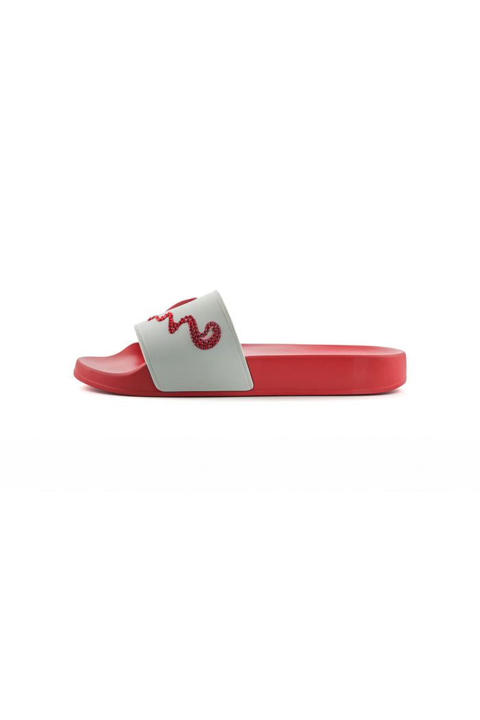 Embellished Slide Mules – Red