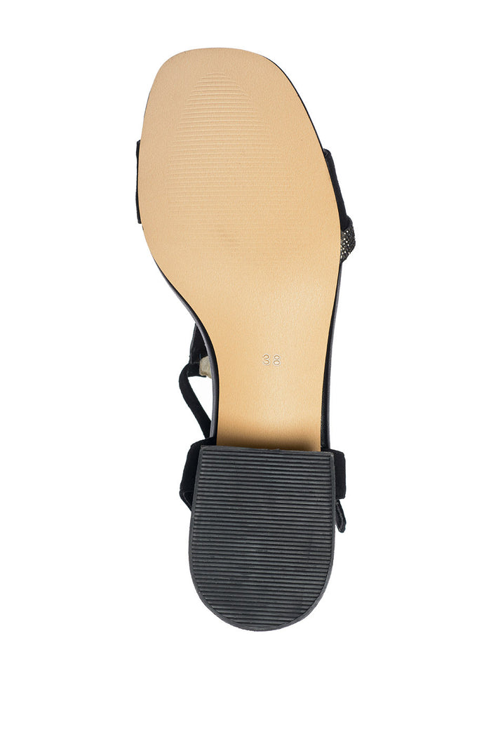Embellished T-Bar Leather Sandals – Black