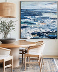 Abstract Ocean Painting Blue Seascape Art For Modern Home Decor