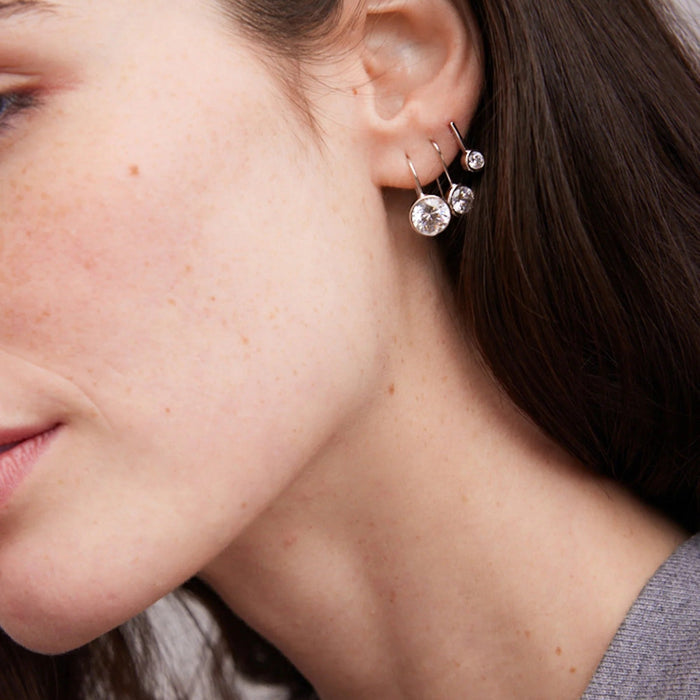 Fallon Sterling Silver Bezel Earrings - Silver