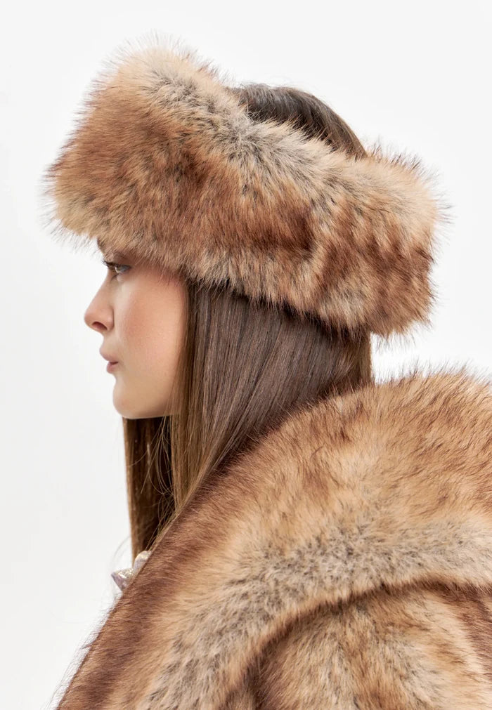 Faux Fur Headband - Brown