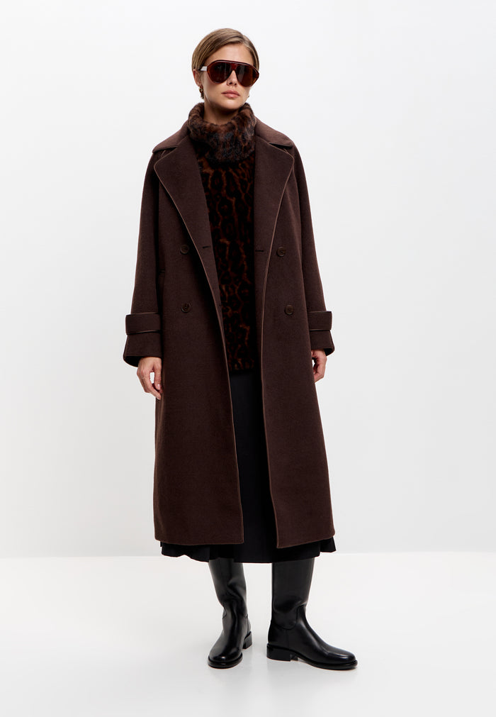 Faux Fur Sleeveless Sculpted Top with Collar – Brown Leopard