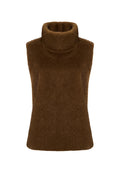 Faux Fur Sleeveless Sculpted Top with Collar – Brown