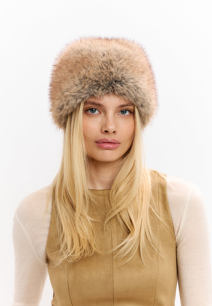Faux Fur Winter Hat – Beige