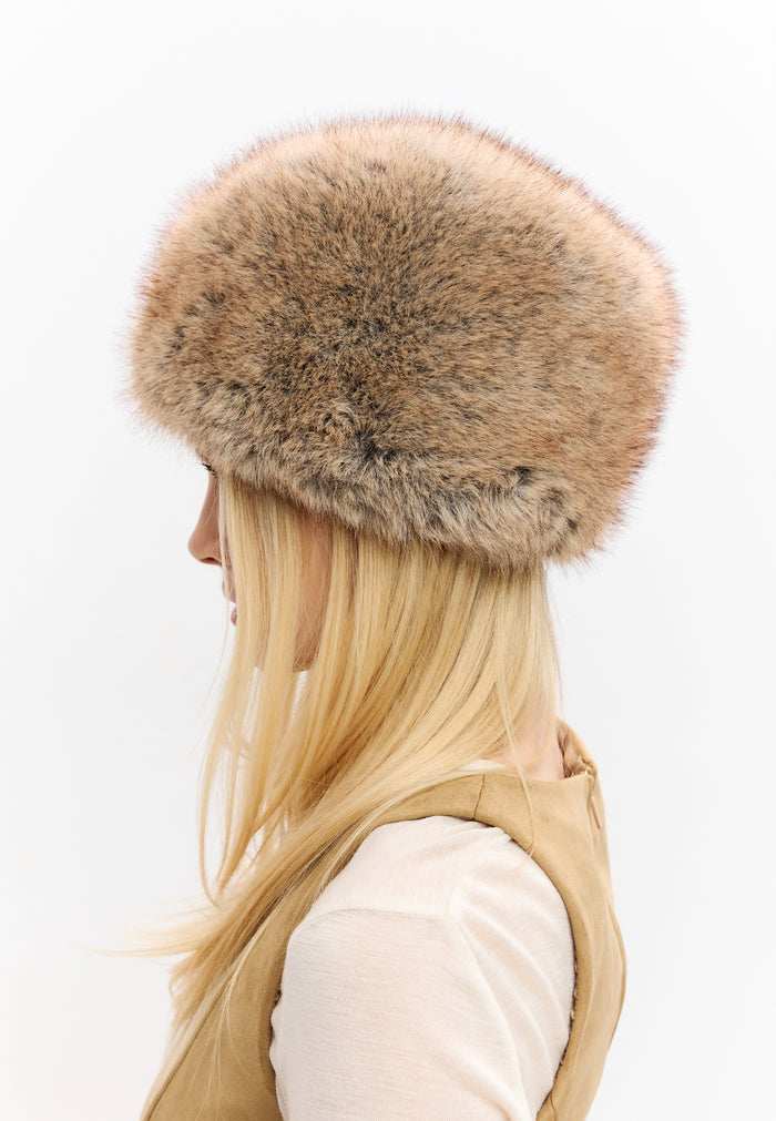 Faux Fur Winter Hat – Beige