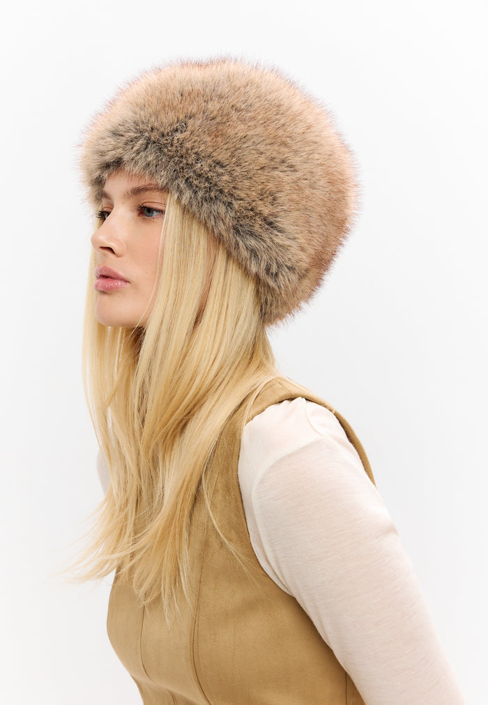Faux Fur Winter Hat – Beige