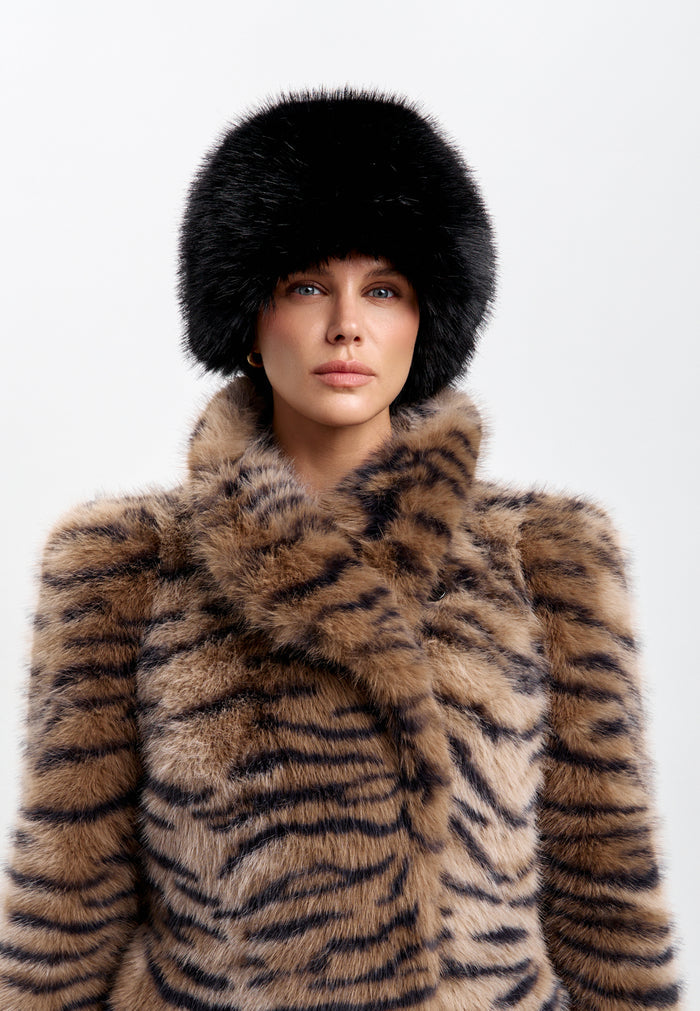 Faux Fur Winter Hat – Black