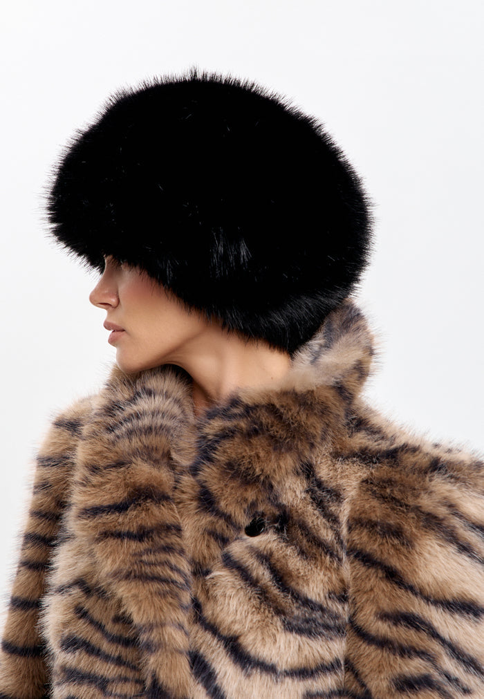 Faux Fur Winter Hat – Black